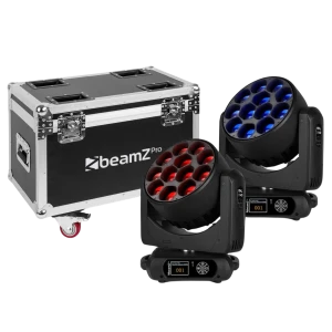MHL1240 LED WASH MOVING HEAD WITH ZOOM 2PCS IN FLIGHTCASE BEAMZ PRO