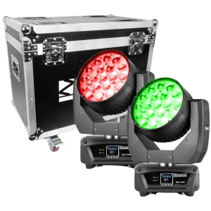 MHL1915 LED ZOOM MOVING HEAD 2 PIECES IN FLIGHTCASE BEAMZ PRO