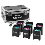 BBP62 UPLIGHTER SET, 6 UPLIGHTS (IN/OUTDOOR) IN FLIGHTCASE WITH CHARGER BEAMZ PRO